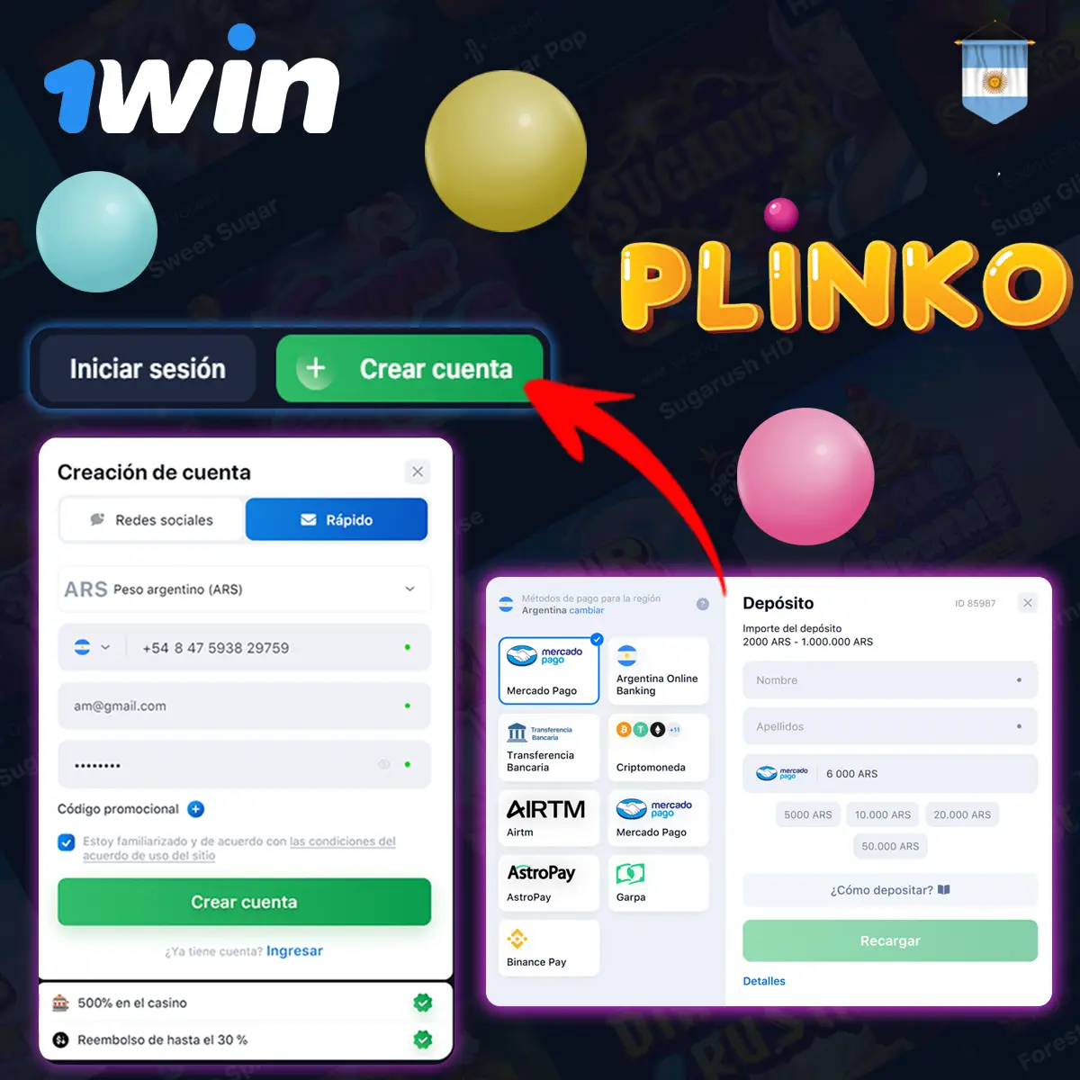 Cómo jugar a Plinko 1Win